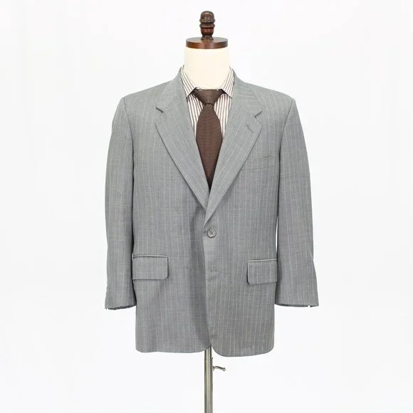 Tom James 44S 40x26 Gray Striped 2-Button Suit R458 - Picture 6 of 15